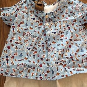 Blue Patterned Baby Onesie